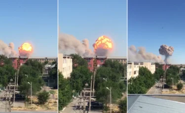 Мощные взрывы произошли в воинской части в Туркестанской области