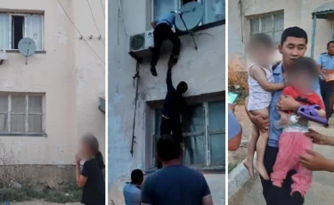 Полицейские спасли детей, смотревших в окно, в Атырауской области