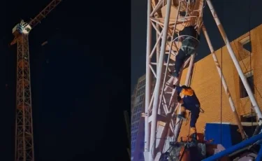 Героический подвиг: в Астане полицейский спас мужчину от прыжка с крана